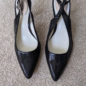Size 7.5 Black Calvin Klein Slingbacks
